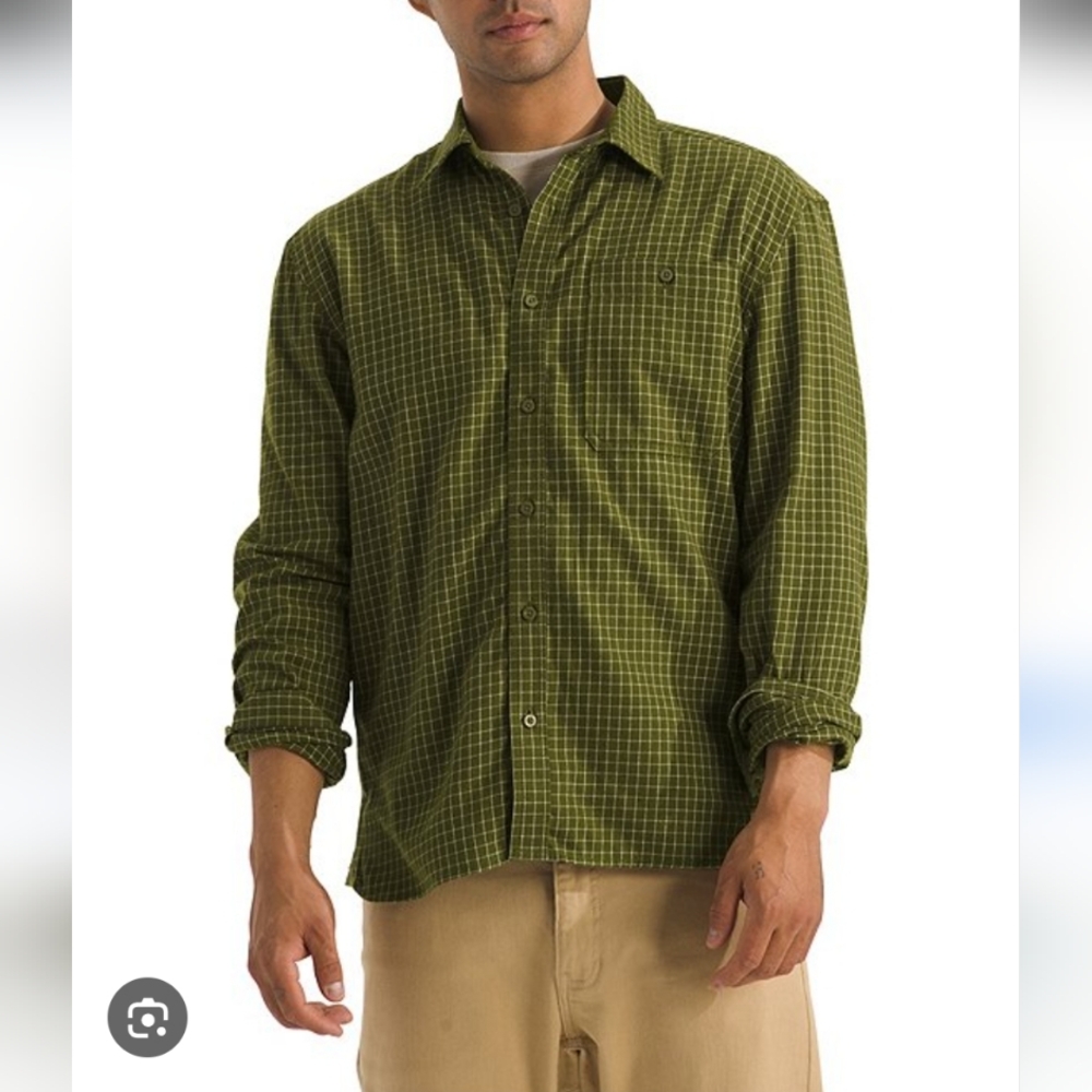 The North Face Arroyo Green And White Flannel Lightweight Button Up M